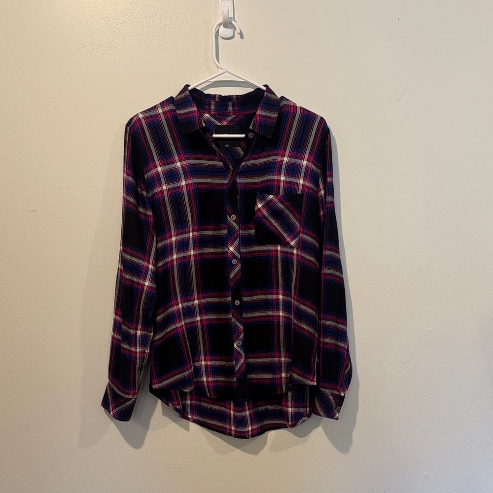 Rails Plaid Button Down Shirt - Black and Purple